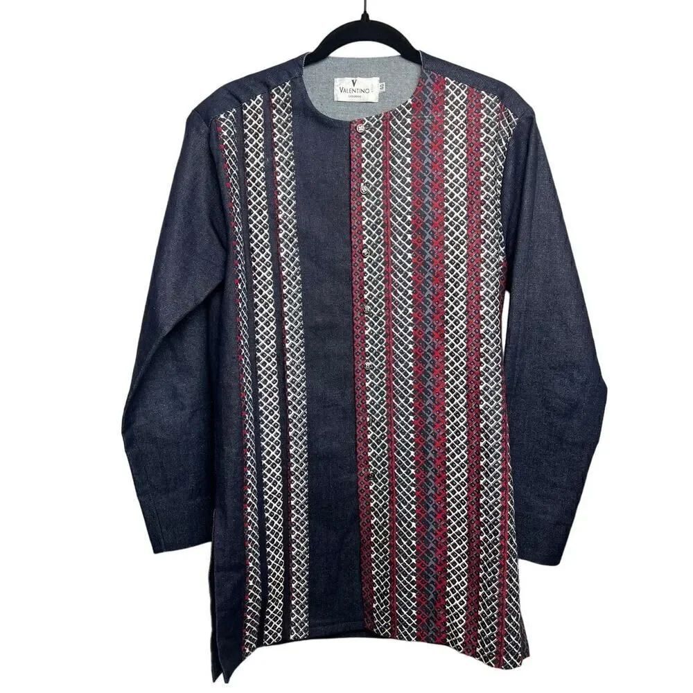 VTG Valentino Mandarin Collar Button Down Tunic Top Jacket Sz. 40 (US 4)